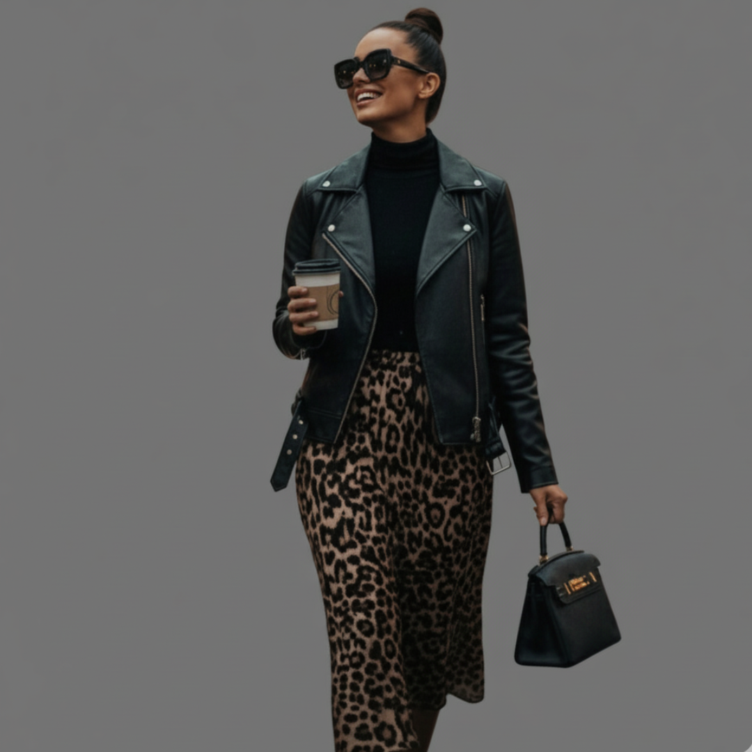 Long leopard print skirt