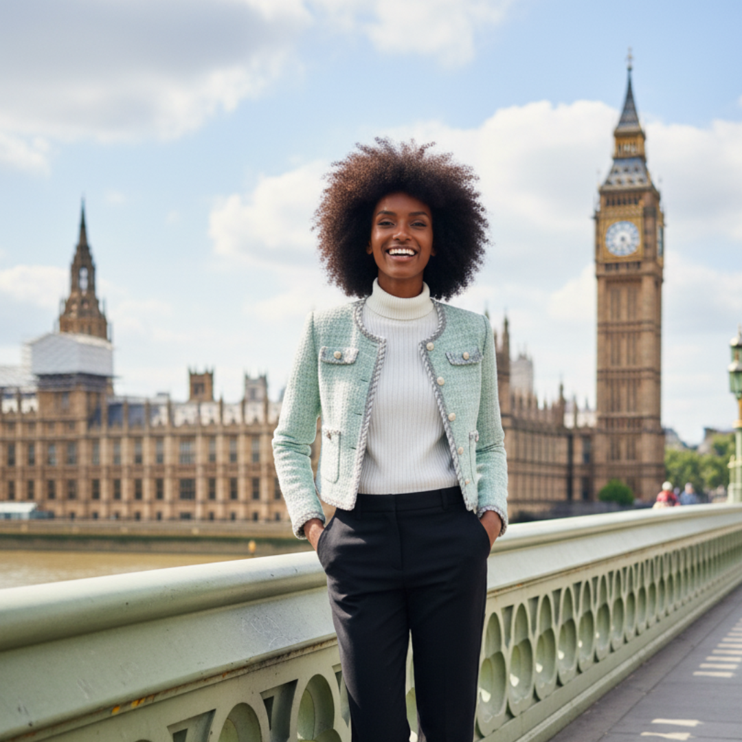 Green tweed preppy jacket