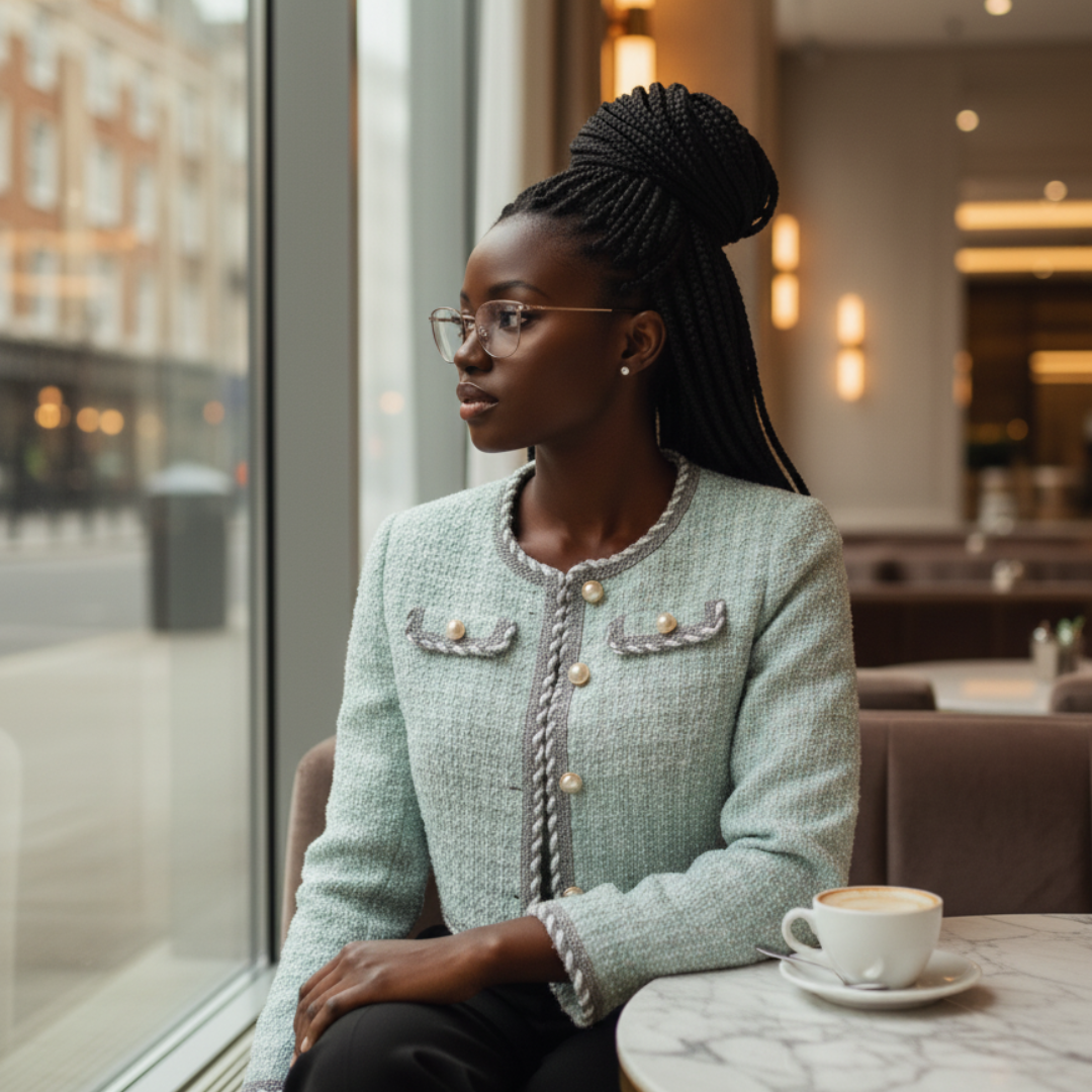Green tweed preppy jacket