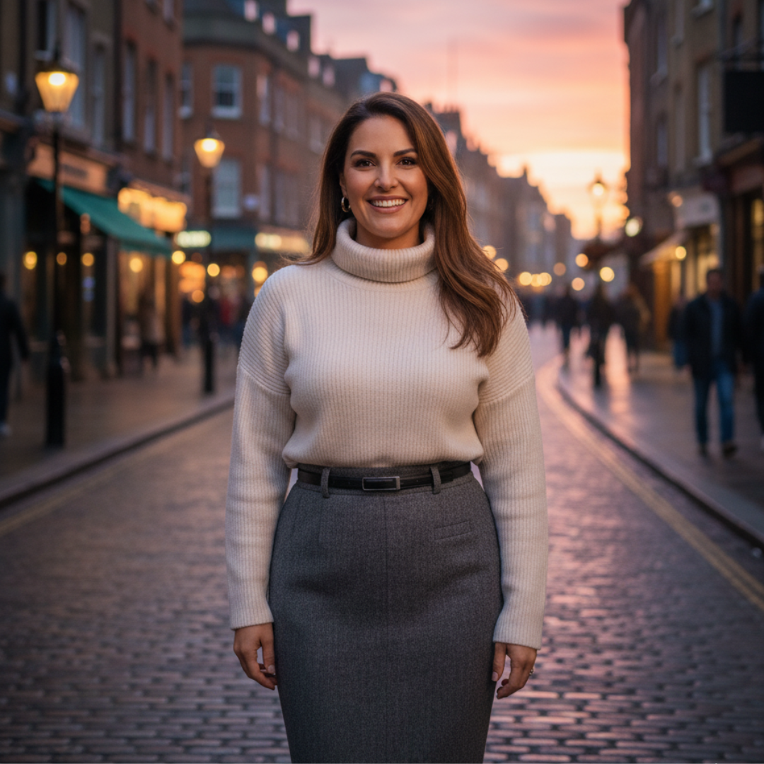 Gray Wool Pencil Skirt