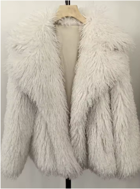 Helena Faux Fur jacket  Coat +Leopard Print Scarf Buy 1 Get 1 Free