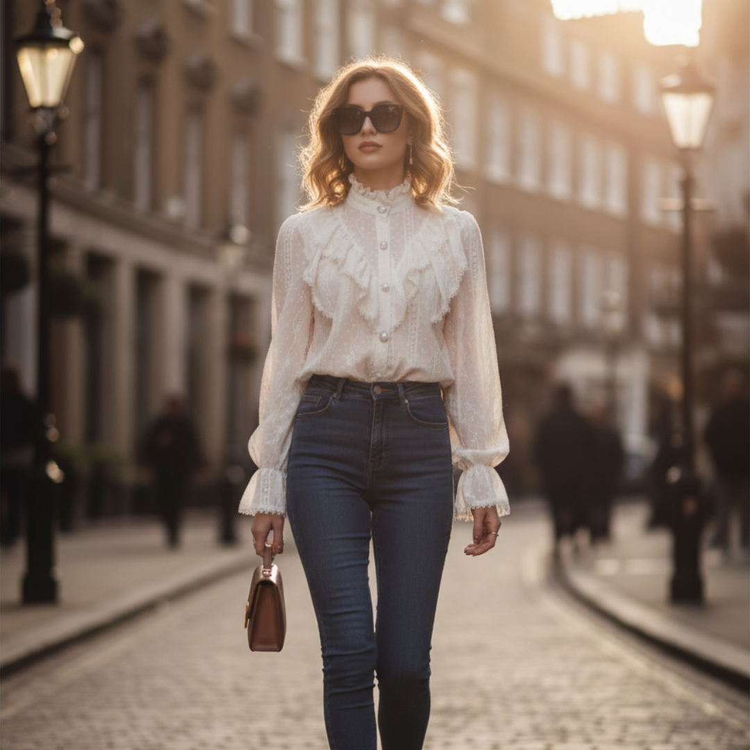 Romantic Shirt necklines with ruffles