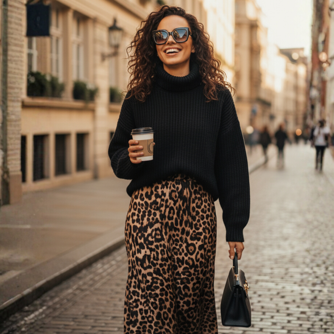 Long leopard print skirt
