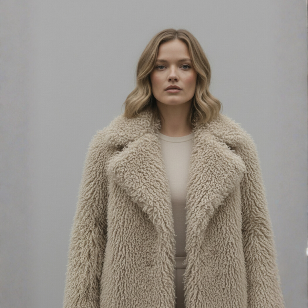 Helena Faux Fur jacket  Coat +Leopard Print Scarf Buy 1 Get 1 Free