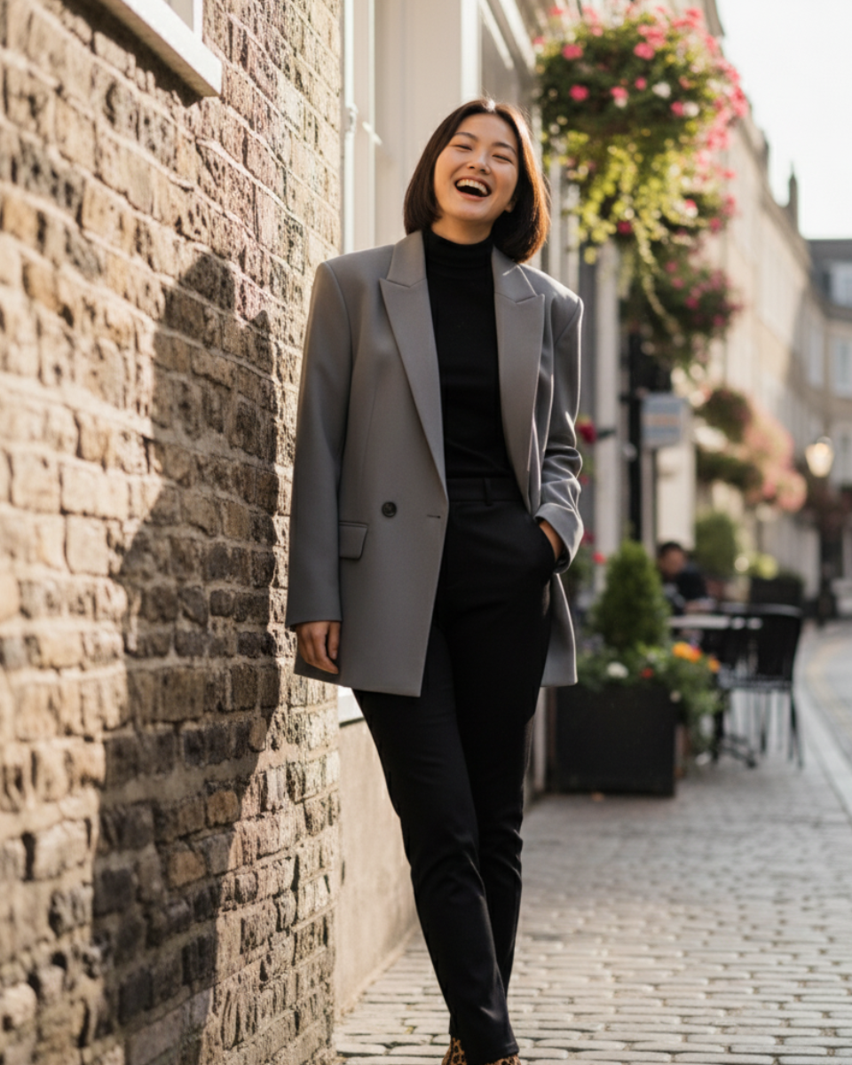 Blazer Boxy 80s Pinstrip Gray