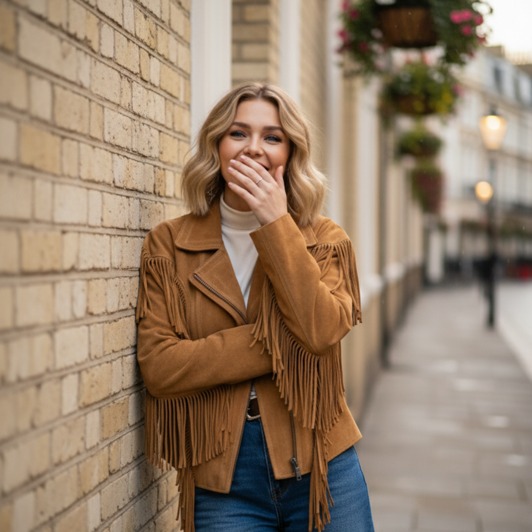 Boho Suede Coat with Fringes