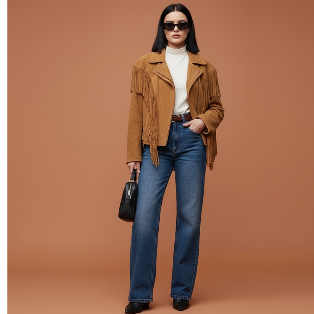 Boho Suede Coat with Fringes