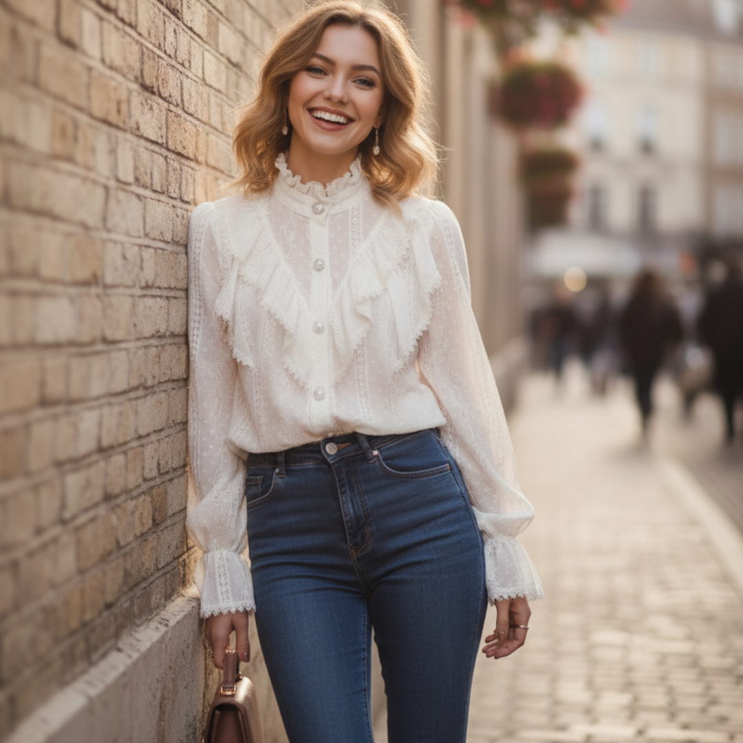 Romantic Shirt necklines with ruffles