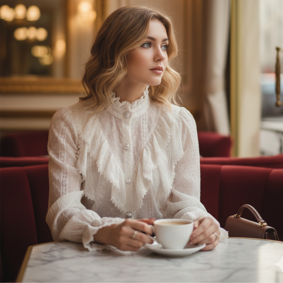 Romantic Shirt necklines with ruffles