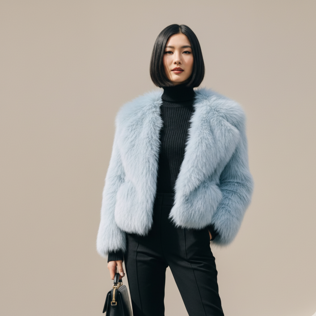 Jacket short Faux fur Pink and Blue