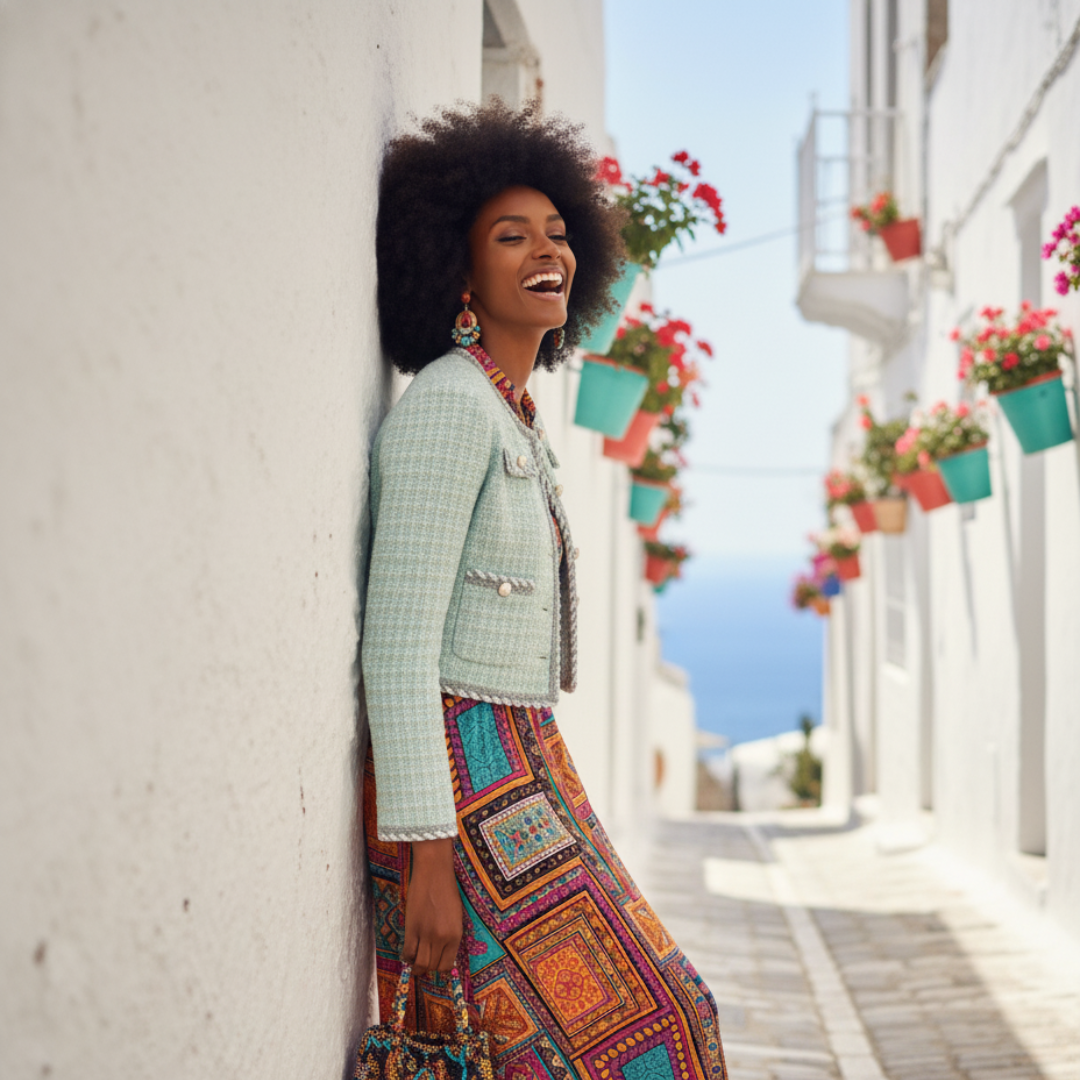 Green tweed preppy jacket