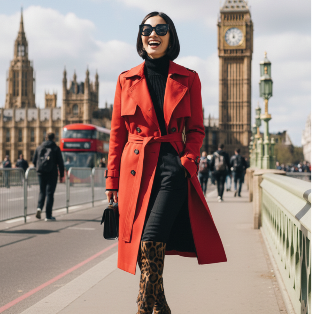 Trench Coat  jacket Scarlet Red Zyoralux