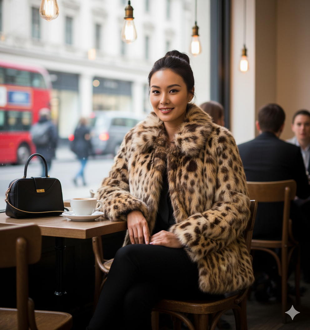 Faux fur leopard jacket