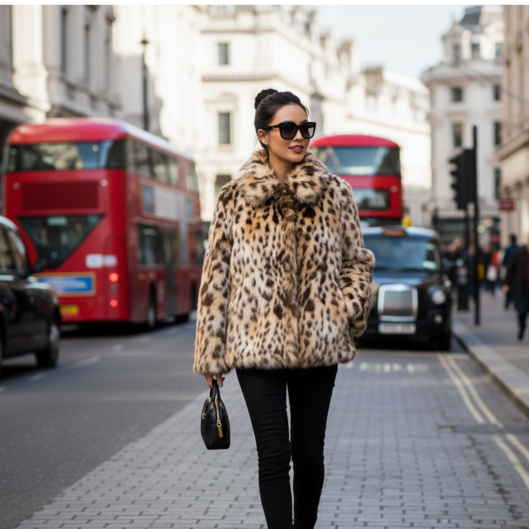 Faux fur leopard jacket