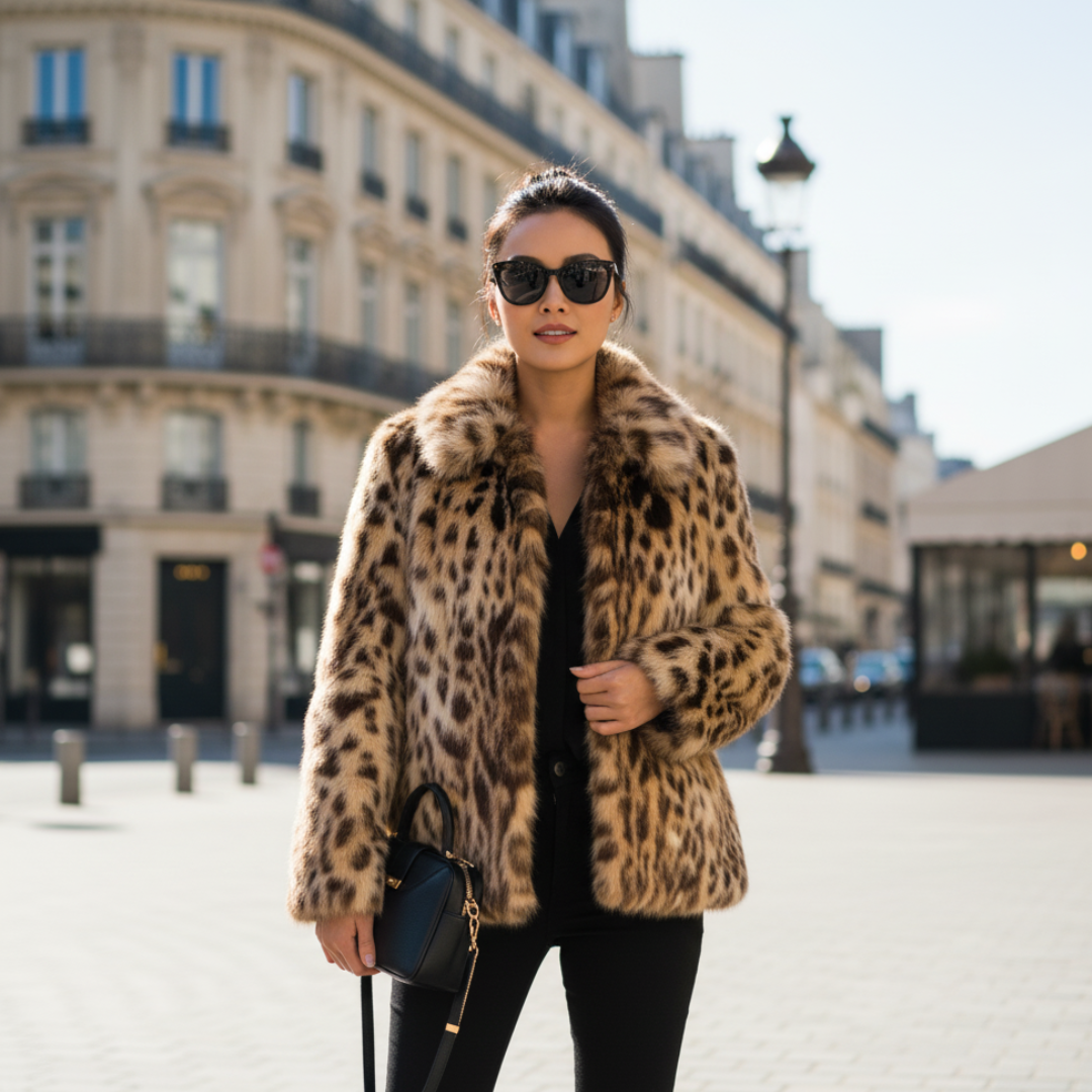 Faux fur leopard jacket