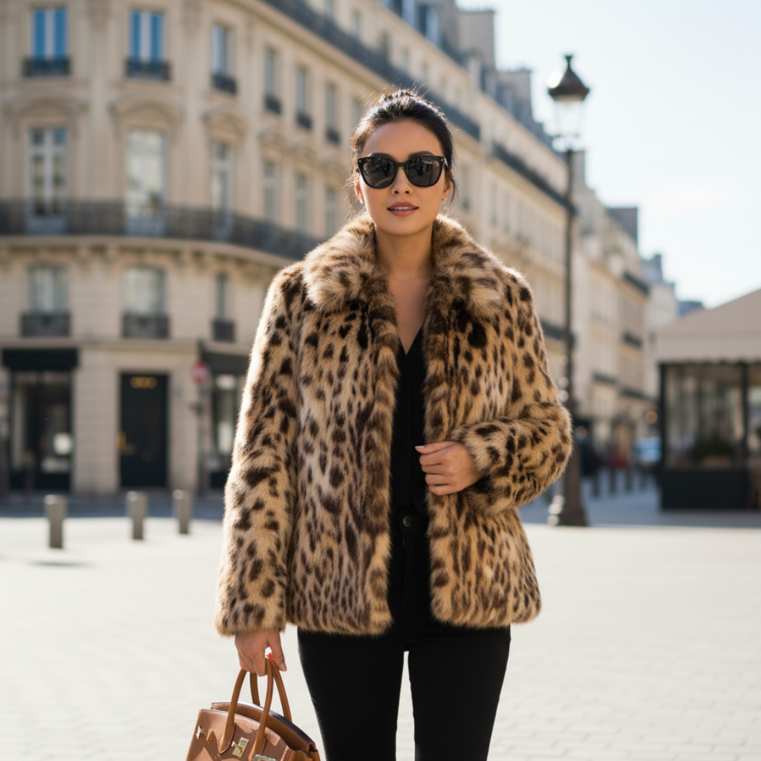 Faux fur leopard jacket