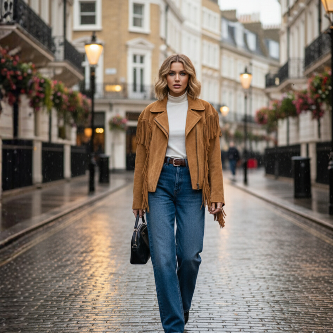 Boho Suede Coat with Fringes