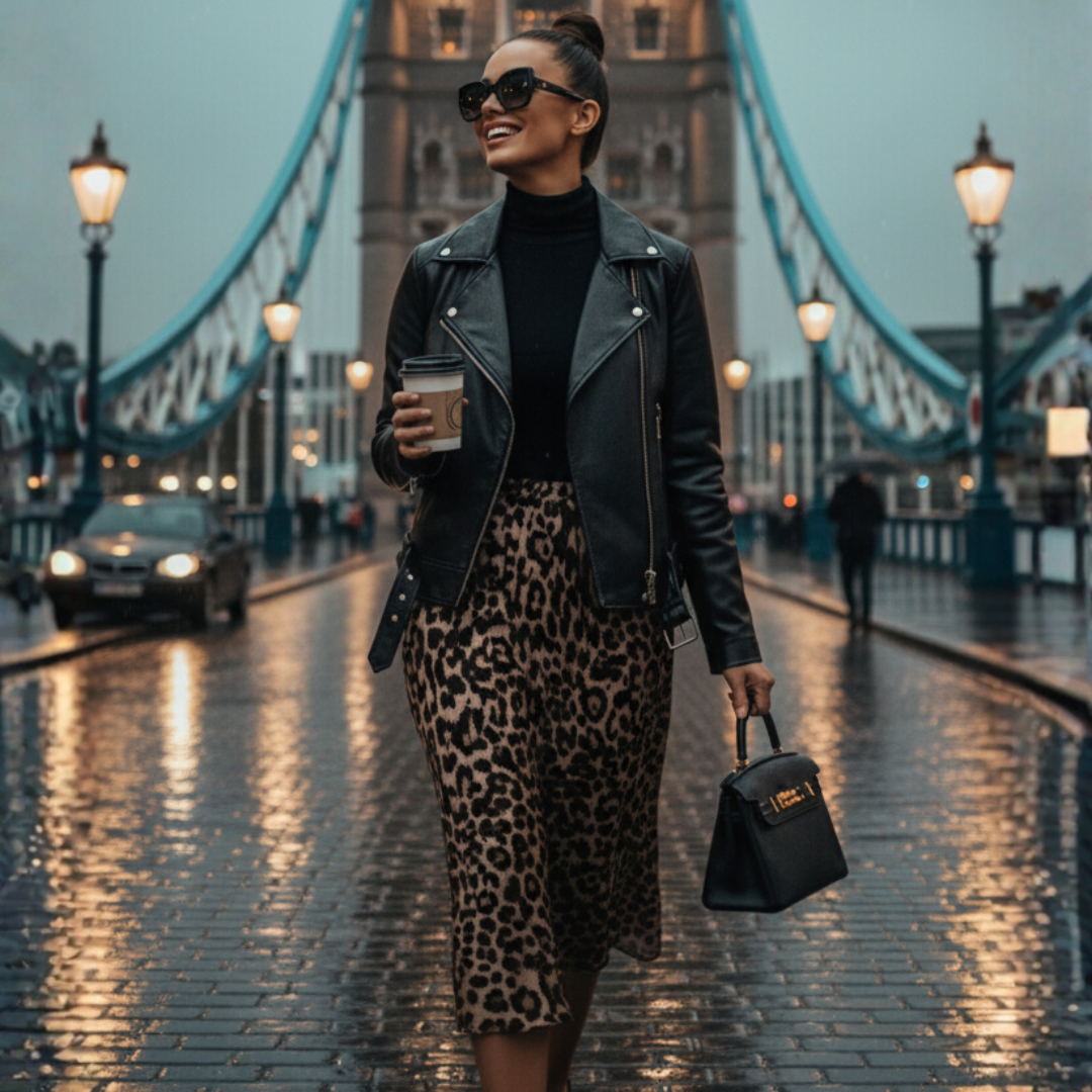 Long leopard print skirt