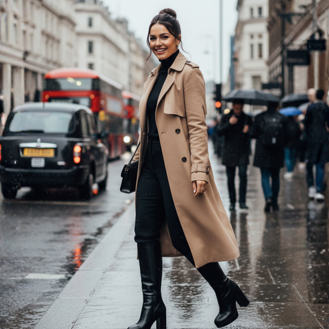 Black leather platform oversized boot
