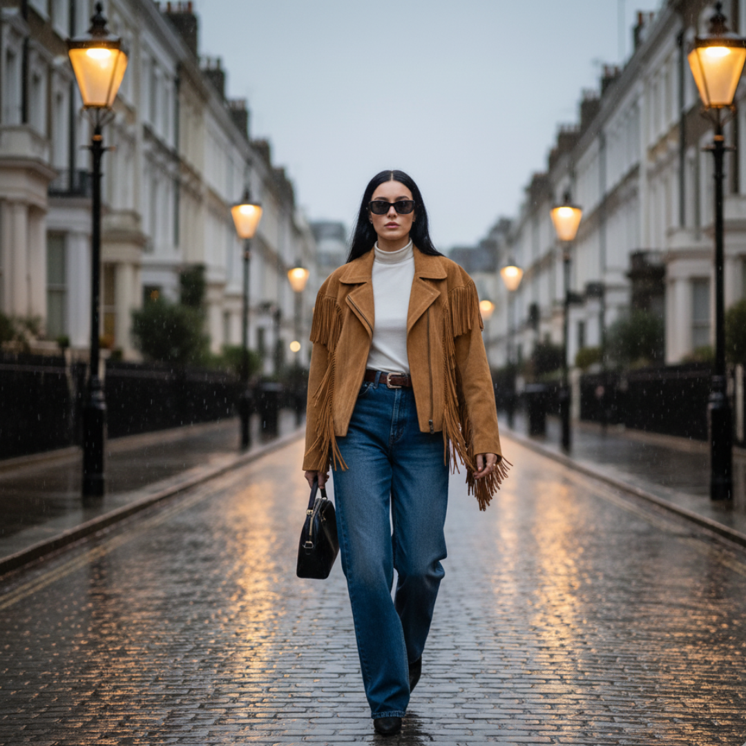Boho Suede Coat with Fringes