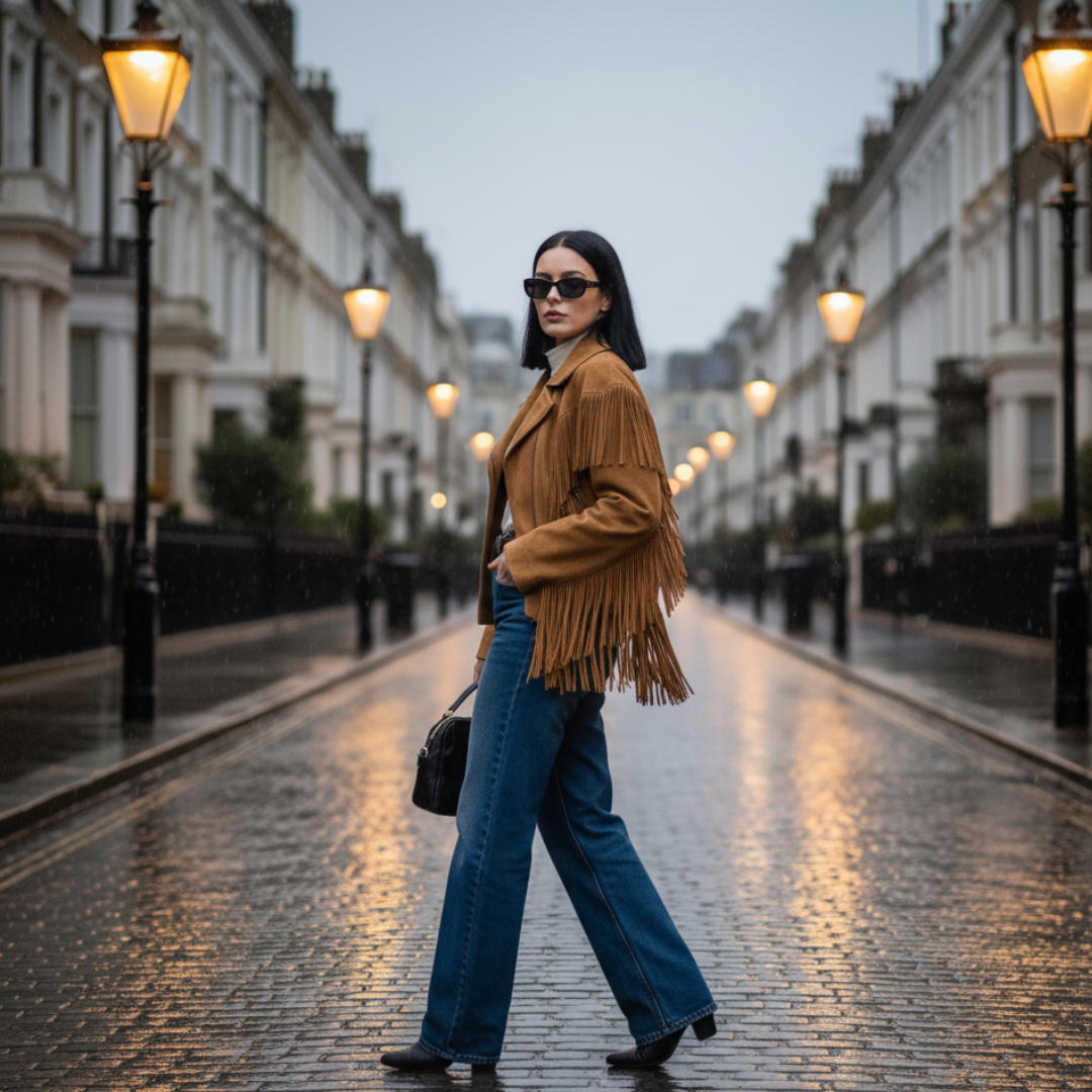 Boho Suede Coat with Fringes