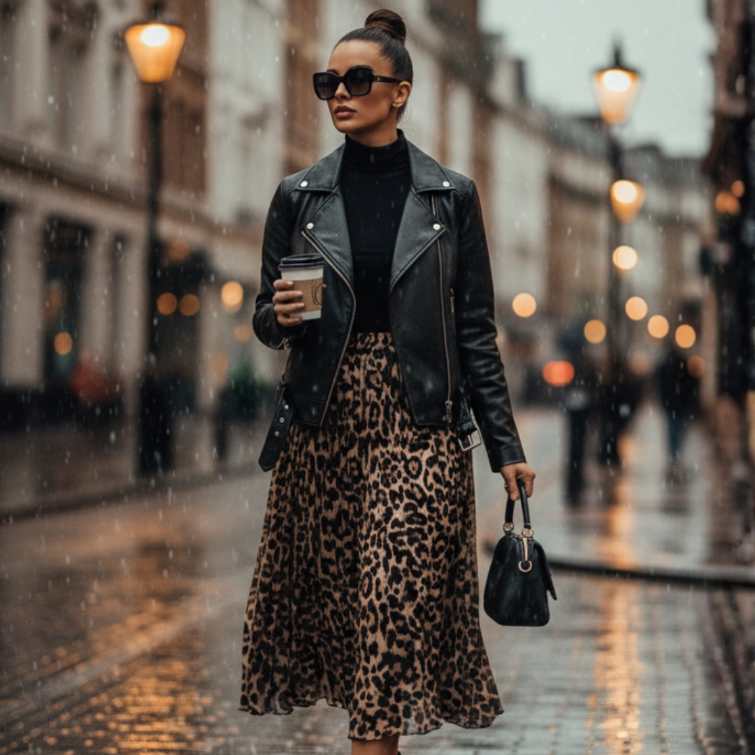 Long leopard print skirt
